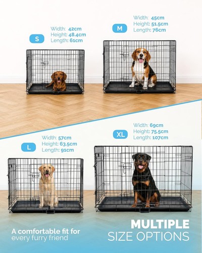 Folding metal dog crate - dog, double