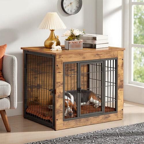 Rustic brown wooden puppy - brown, cage