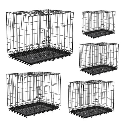 Black metal dog crate - dog,