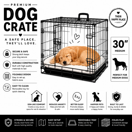 Medium dog crate double door - medium,