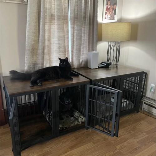 Retro wooden dog crate pet - dog,
